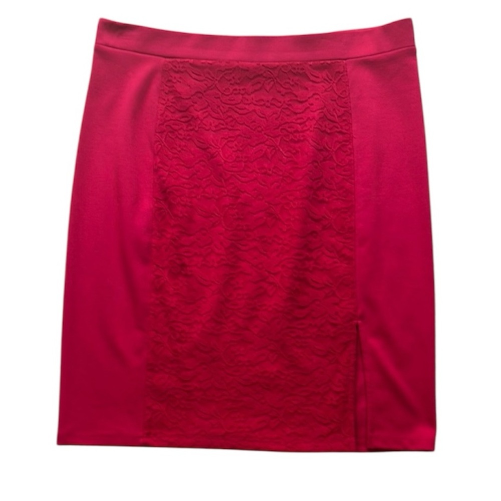 GUESS Women’s Red Lace Panel Pencil Skirt Size XL